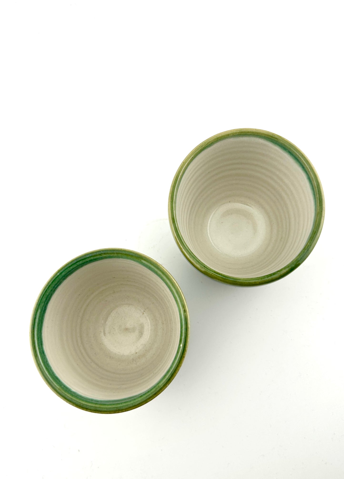 Set of two olive green coffee mugs - handmade & signed