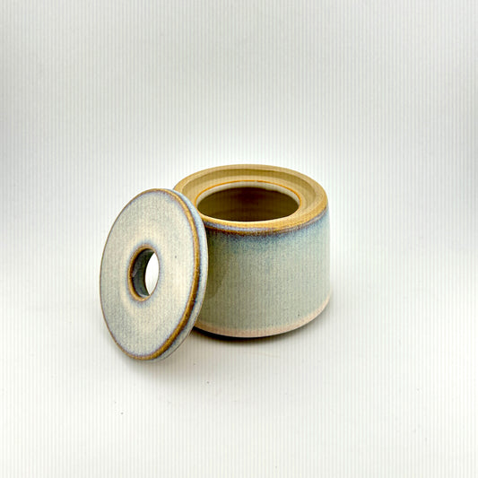 Small jar with donut lid - north pole blue